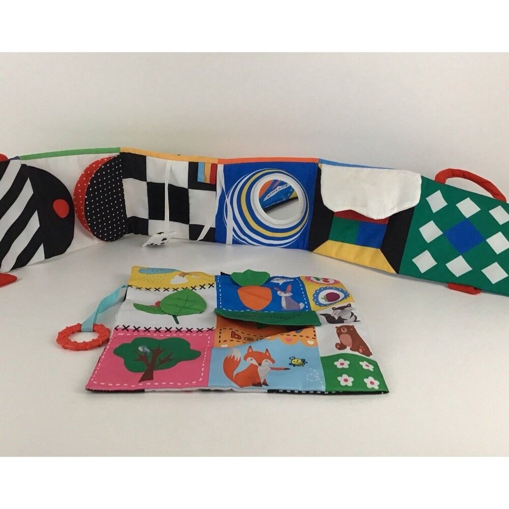 Hahaland Baby Activity Cloth Book Playmat Crinkle Toy Animals Teether Mirror